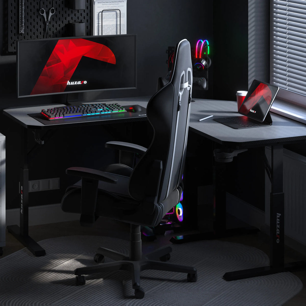 Huzaro Hero 7.3 Elektrischer Eckschreibtisch schwarz
