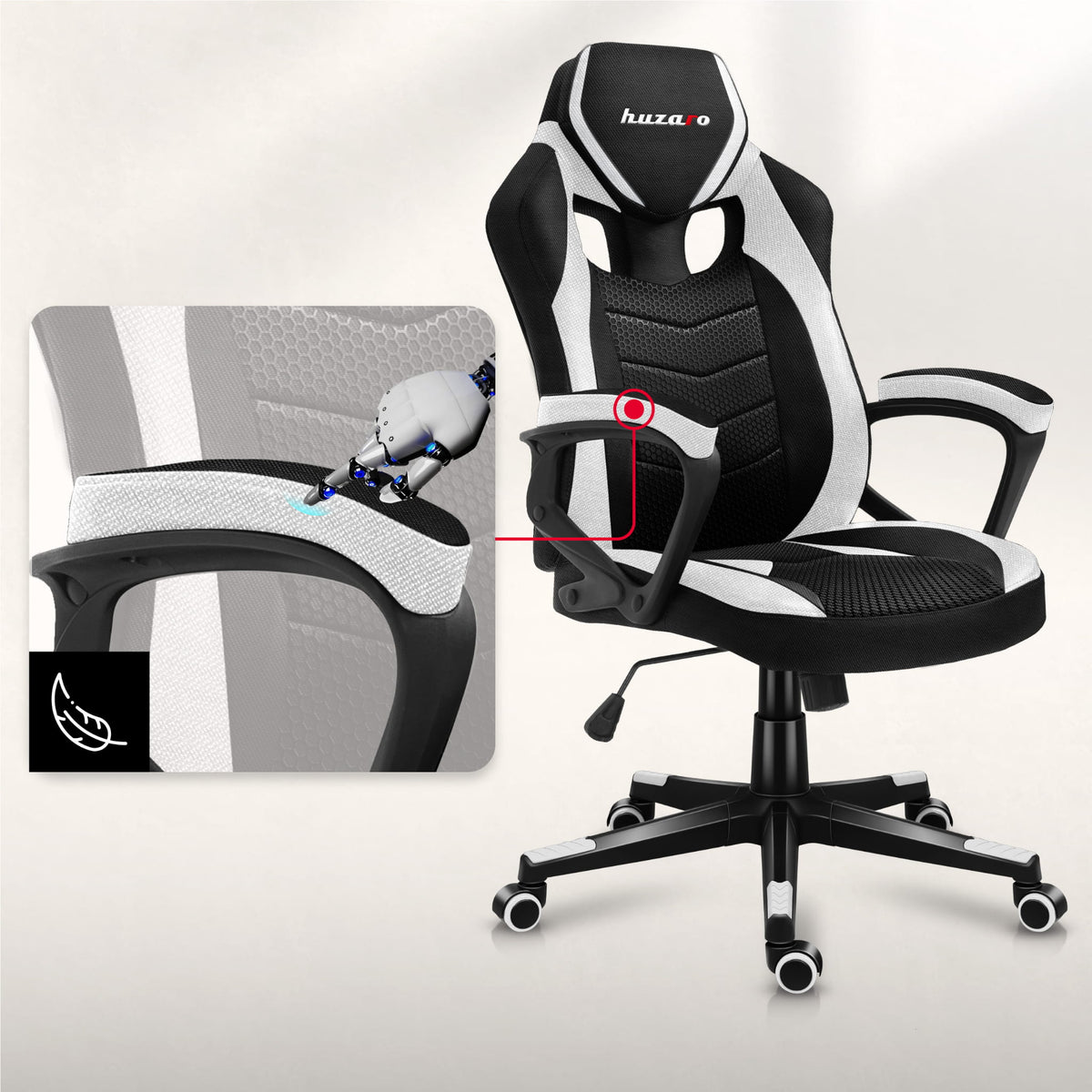 Huzaro Force 2.5 Weiß Mesh Gaming-Stuhl