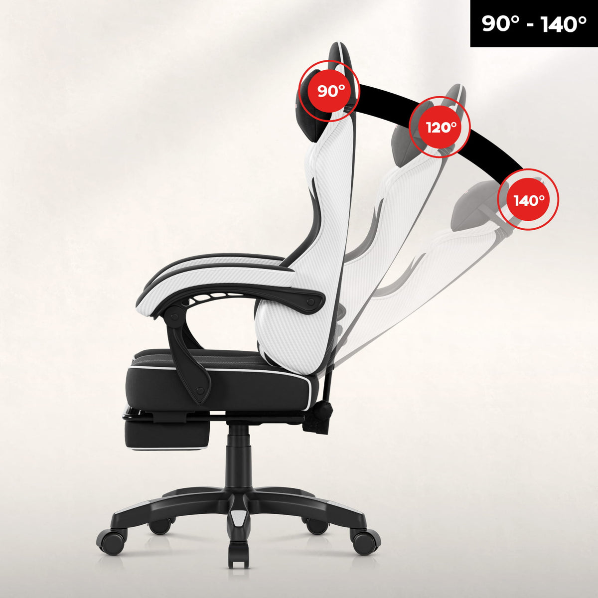 Huzaro Force 3.7 Weißer Carbon-Gaming-Stuhl