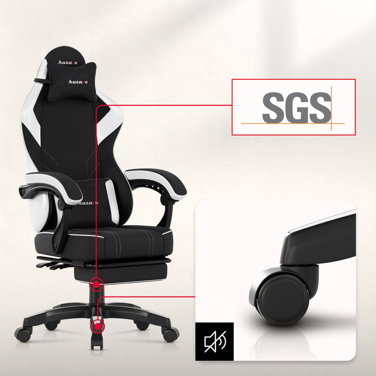Huzaro Force 3.7 Weißer Carbon-Gaming-Stuhl