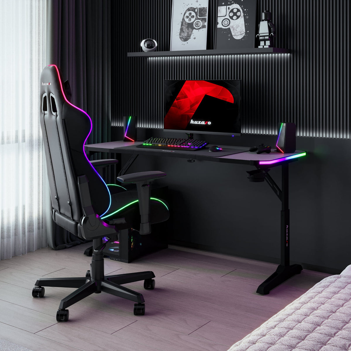 Huzaro Hero 3.6 Schwarzer Gaming-Schreibtisch 140 cm