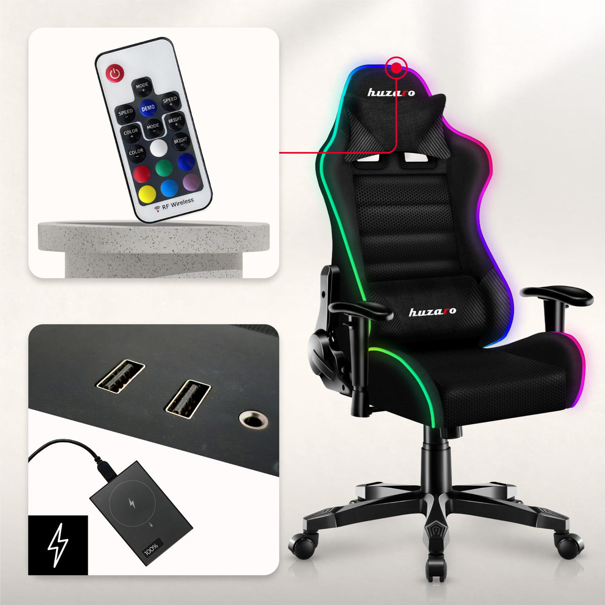 HUZARO RANGER 6.0 RGB LED Mesh Gaming-Stuhl für Kinder