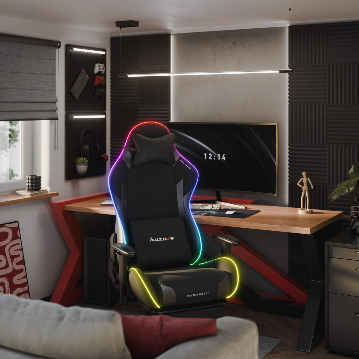 Huzaro Force 5.7 Schwarzer RGB-LED Gaming-Stuhl