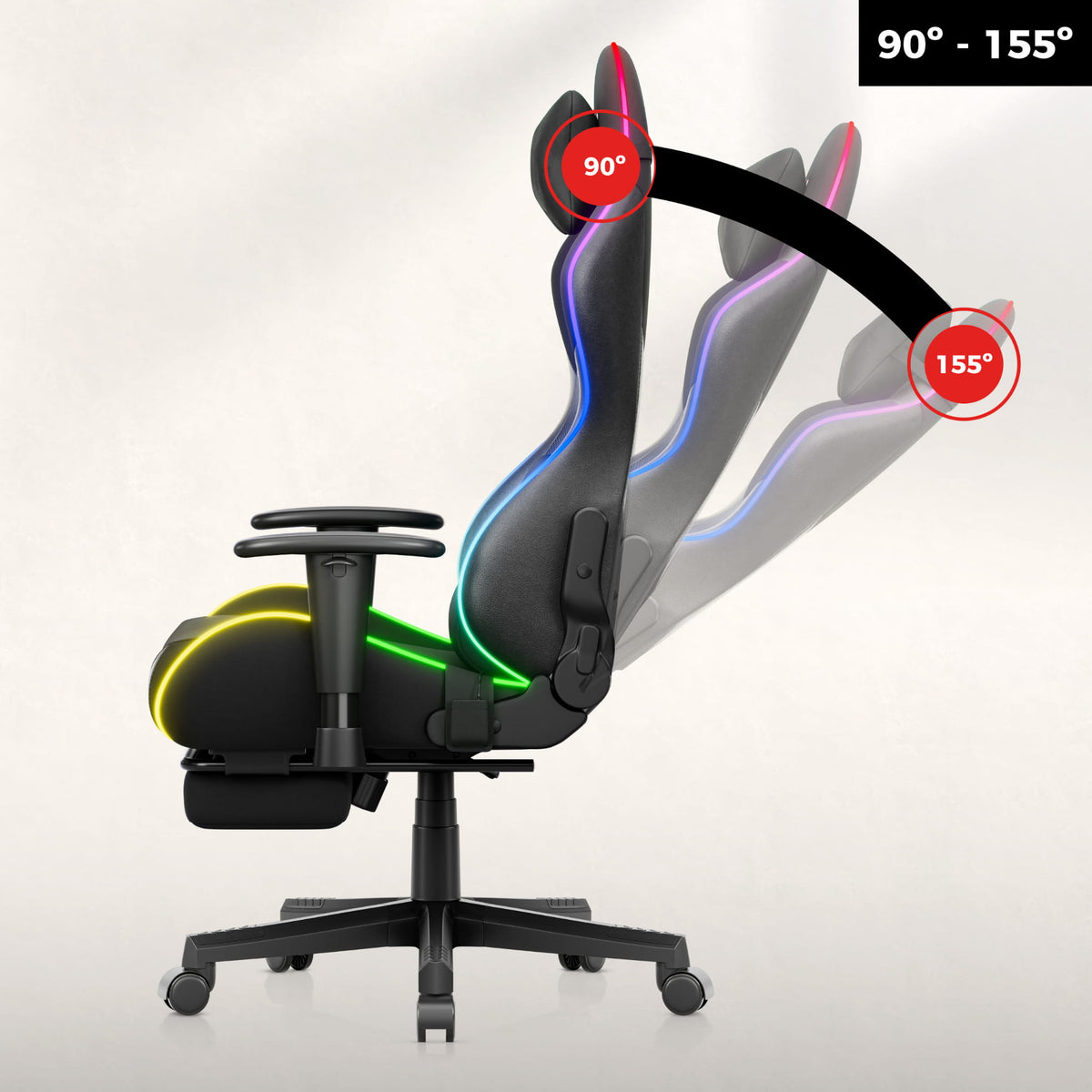 Huzaro Force 5.7 Schwarzer RGB-LED Gaming-Stuhl