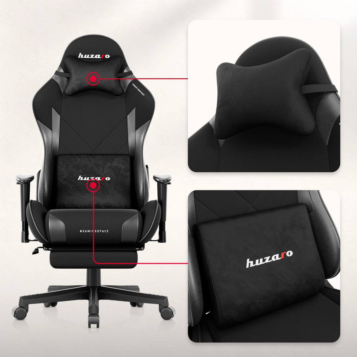 Huzaro Force 5.7 Schwarzer Gaming-Stuhl