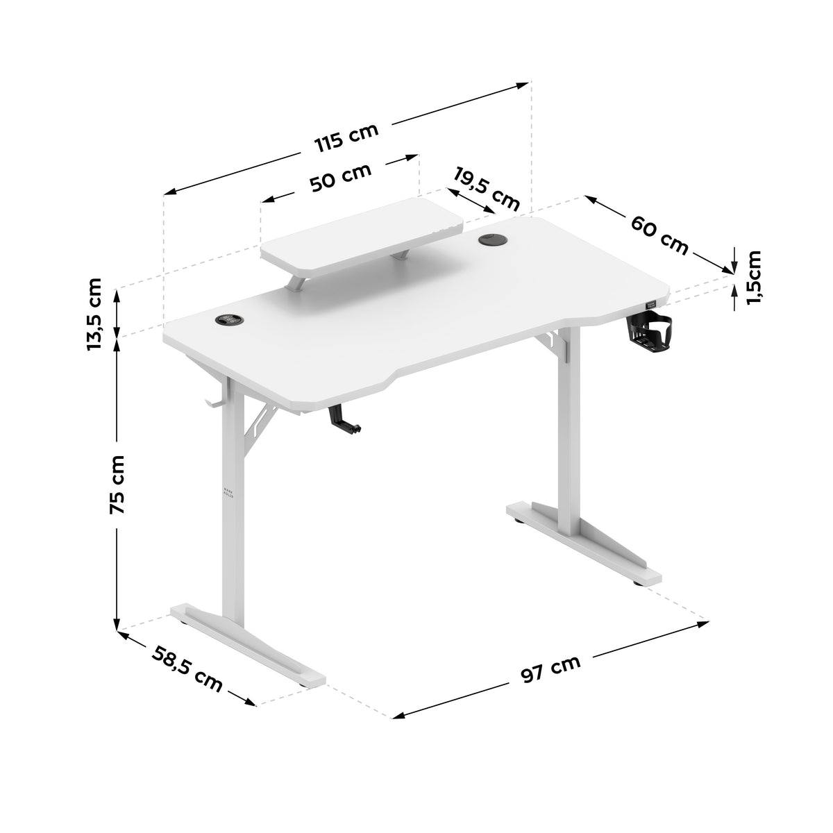 Computerschreibtisch mit Regal Mark Adler Leader 5.1 White 115 cm