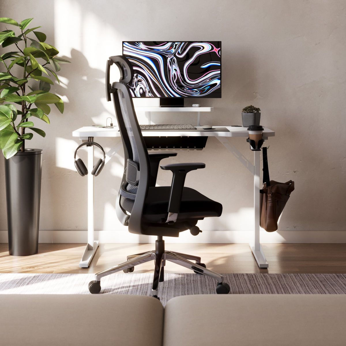 Computerschreibtisch mit Regal Mark Adler Leader 5.1 White 115 cm