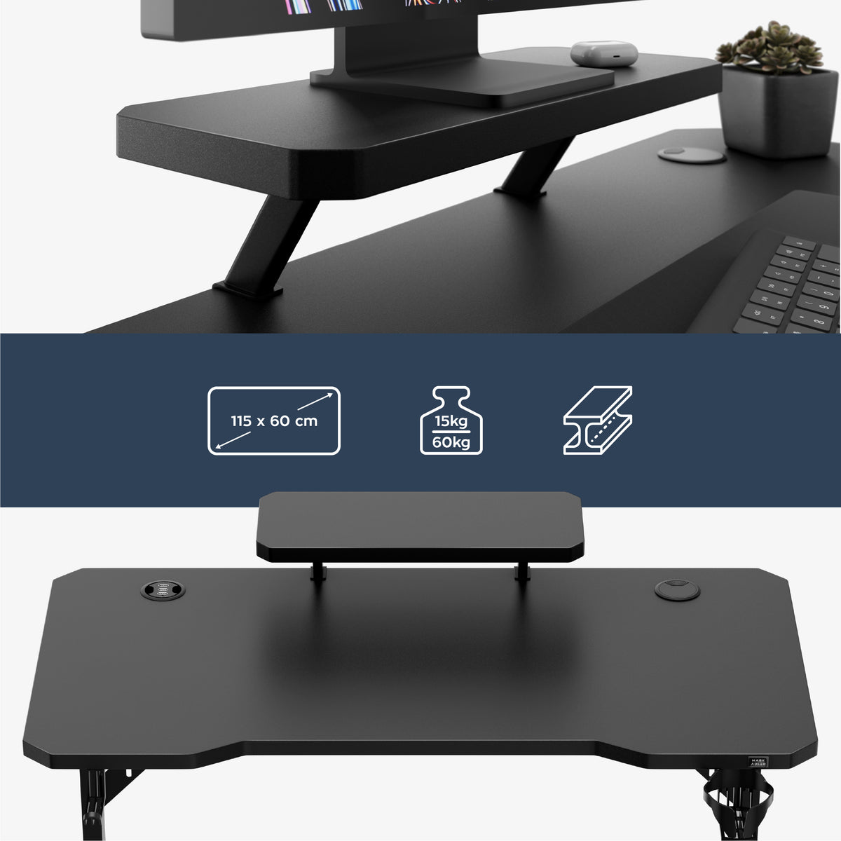 Computerschreibtisch mit Regal Mark Adler Leader 5.1 Black 115 cm