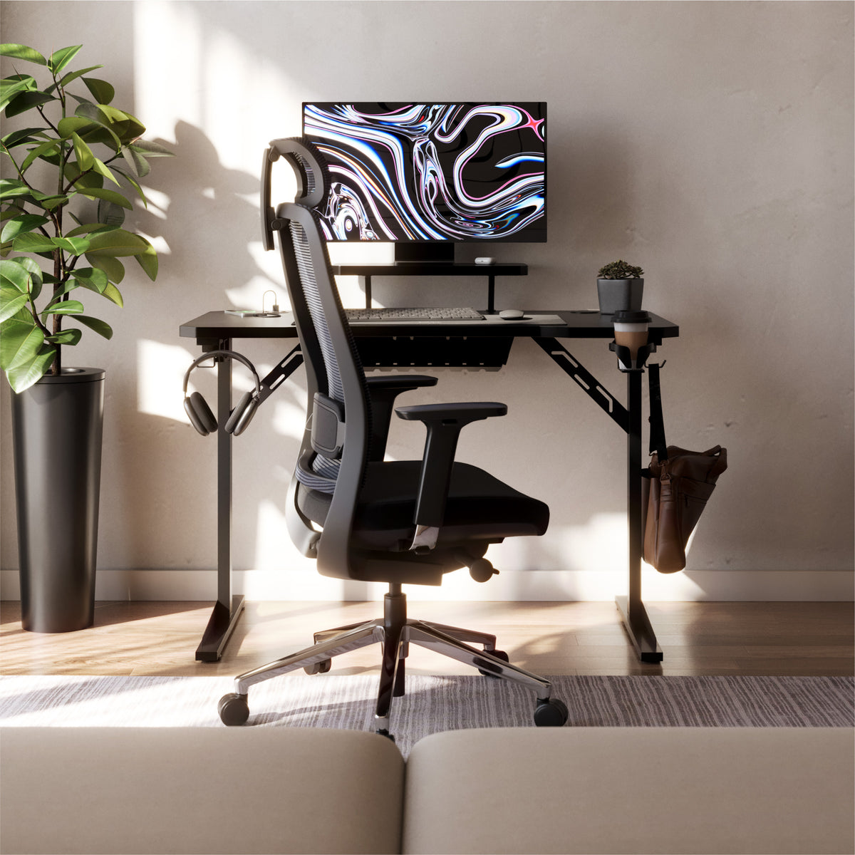 Computerschreibtisch mit Regal Mark Adler Leader 5.1 Black 115 cm