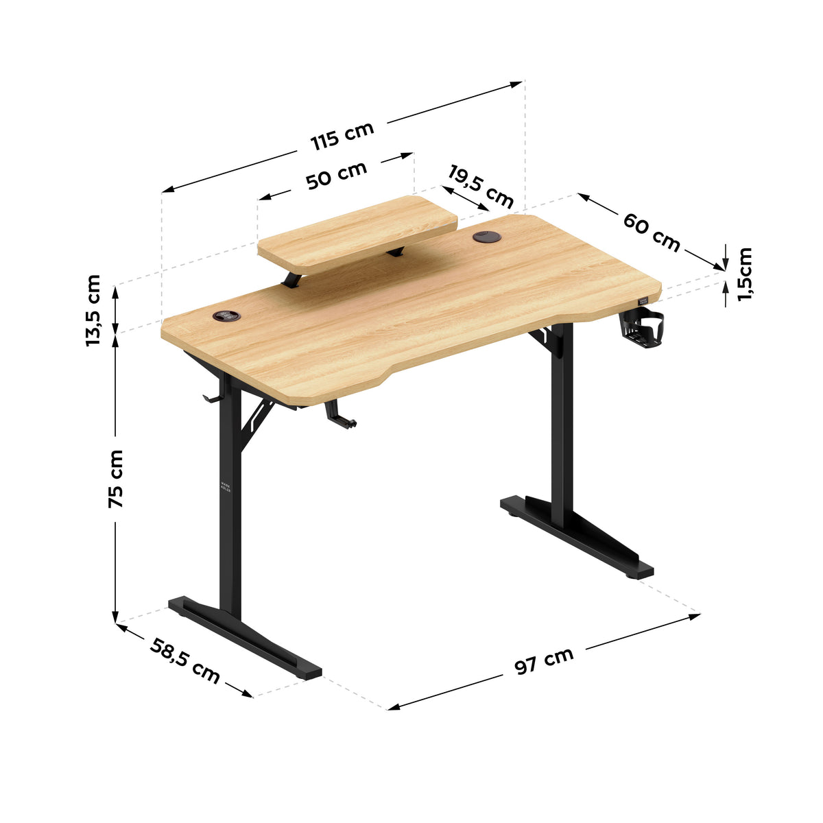 Computertisch mit Regal Mark Adler Leader 5.1 Oak 115 cm