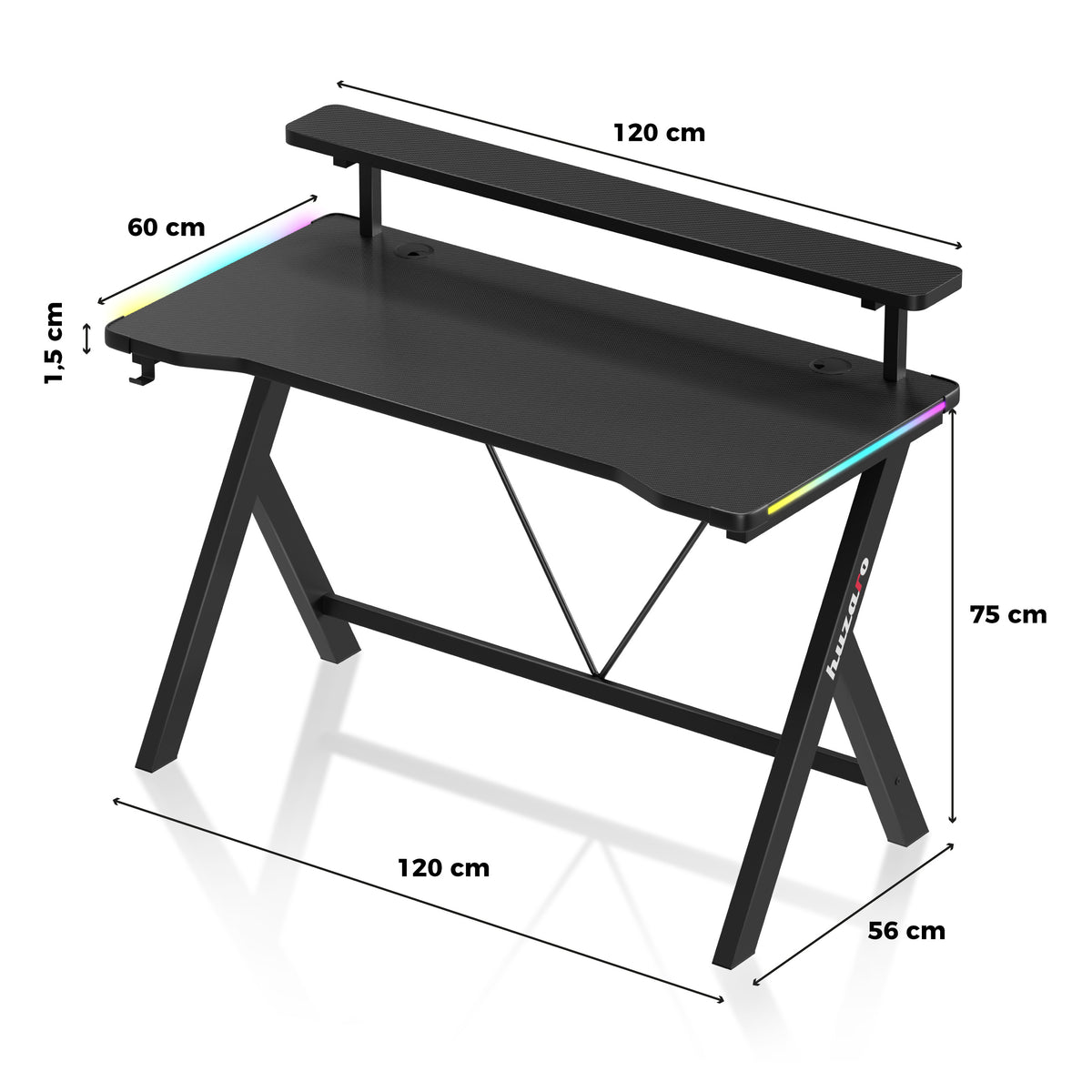 Huzaro Hero 1.9 RGB LED Gaming-Schreibtisch 120 cm