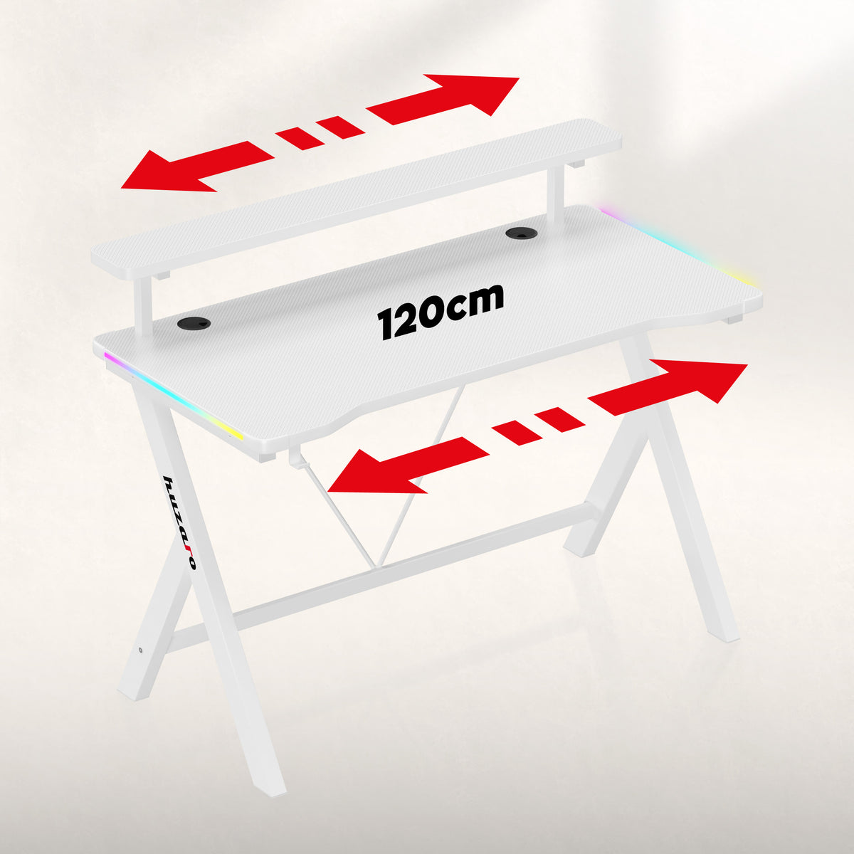 LED-Gaming-Schreibtisch Huzaro Hero 1.9 RGB Weiß 120 cm