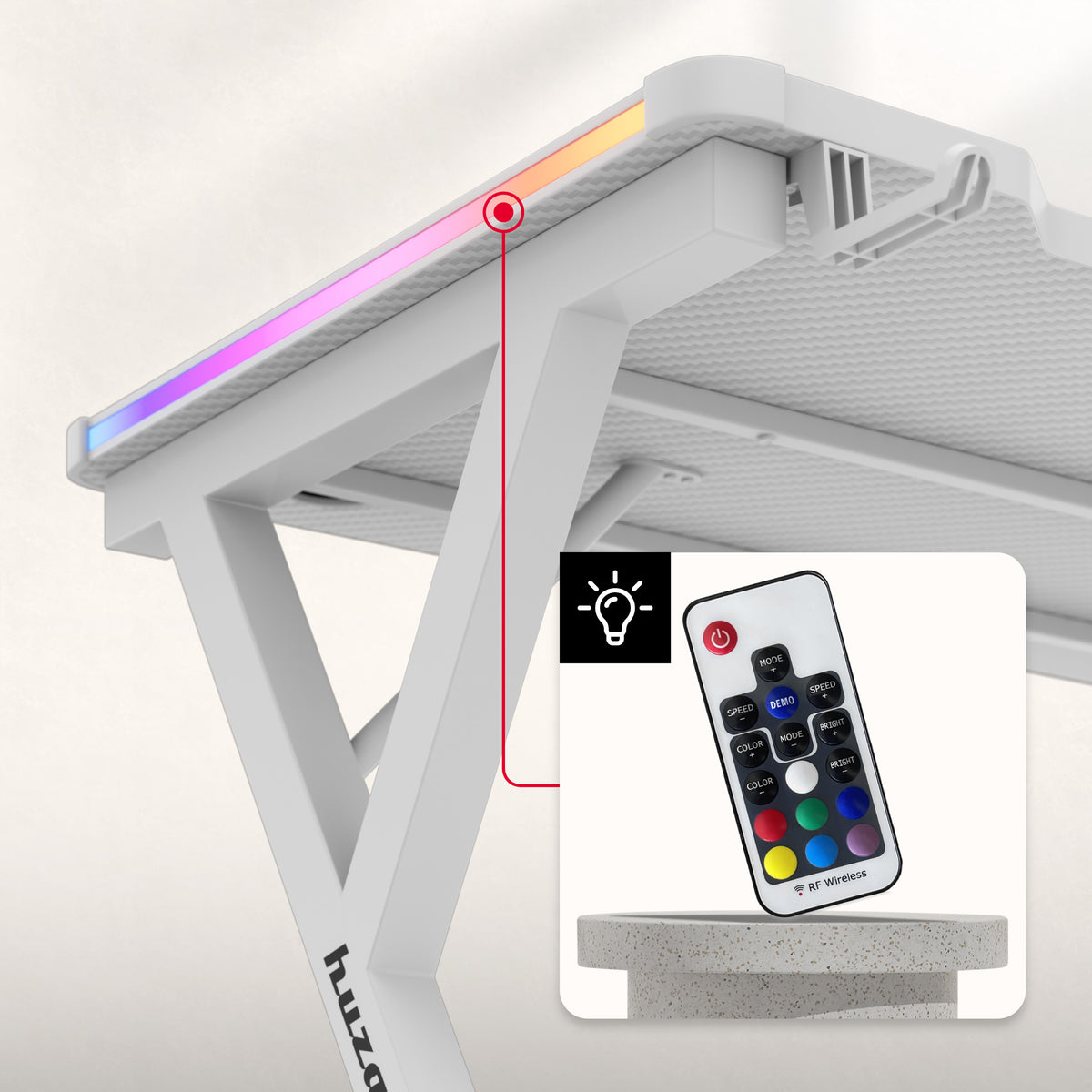 LED Gaming-Schreibtisch Huzaro Hero 2.3 RGB White 120 cm