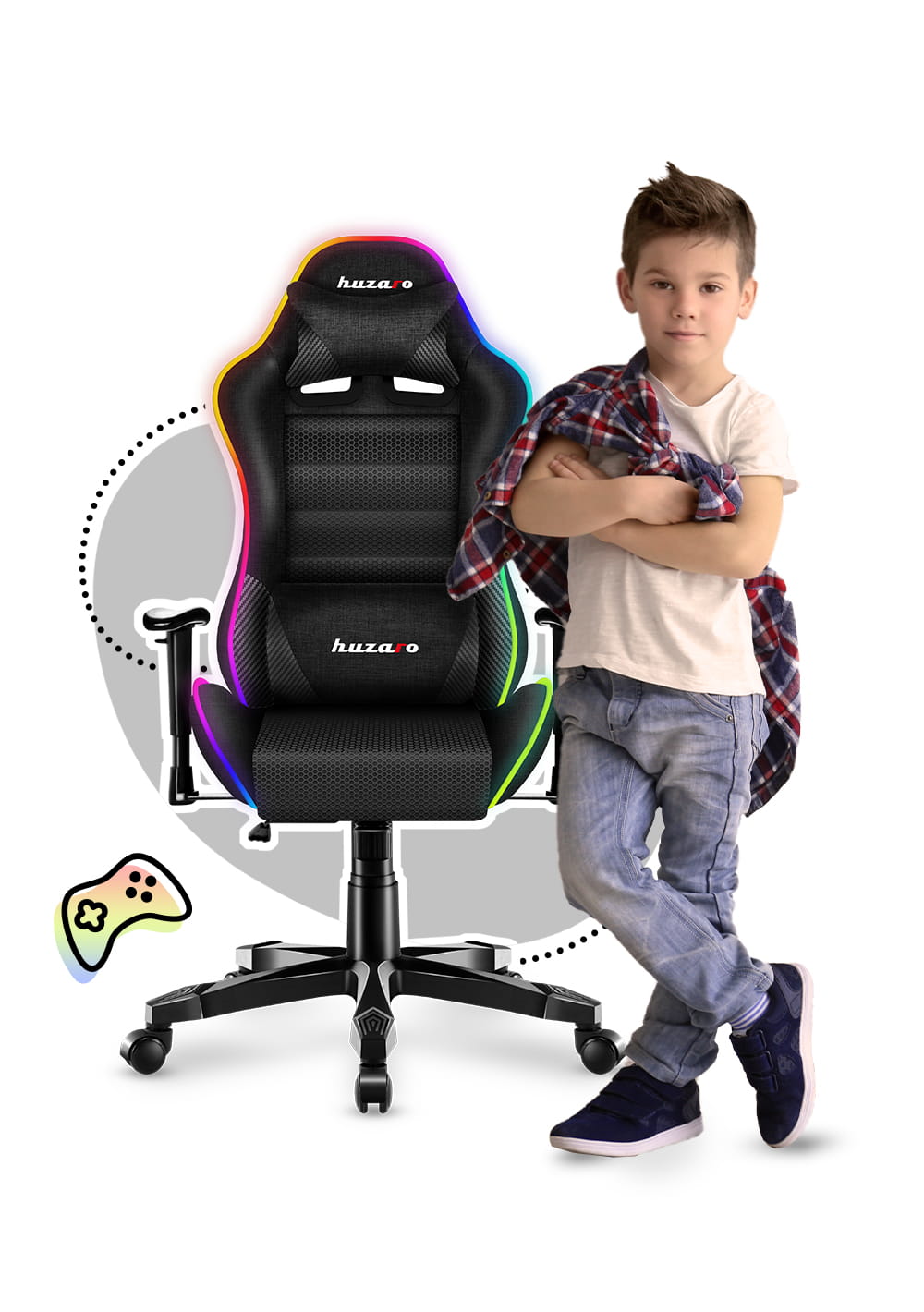 HUZARO RANGER 6.0 RGB LED Mesh Gaming-Stuhl für Kinder