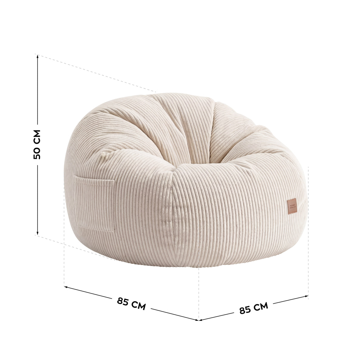 Sitzsack Cordsofa mit Fußstütze Mark Adler Comfy 3.0 Beige