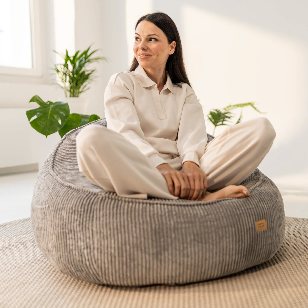 Sitzsack-Sessel mit Rückenlehne Cord Mark Adler Comfy 4.0 Grau