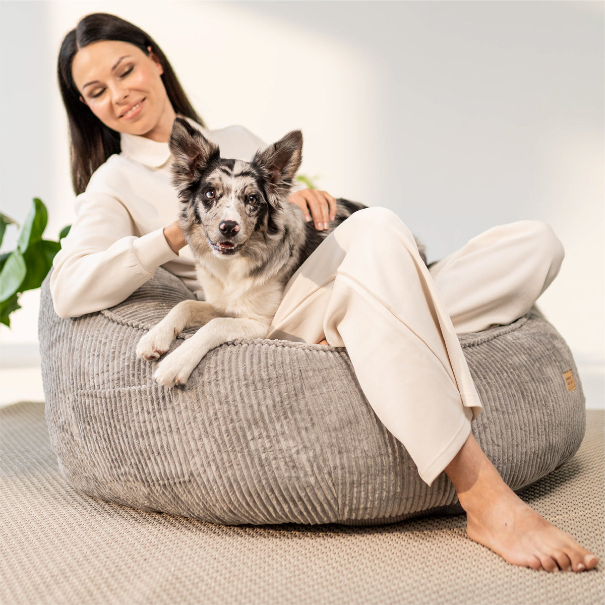 Sitzsack-Sessel mit Rückenlehne Cord Mark Adler Comfy 4.0 Grau