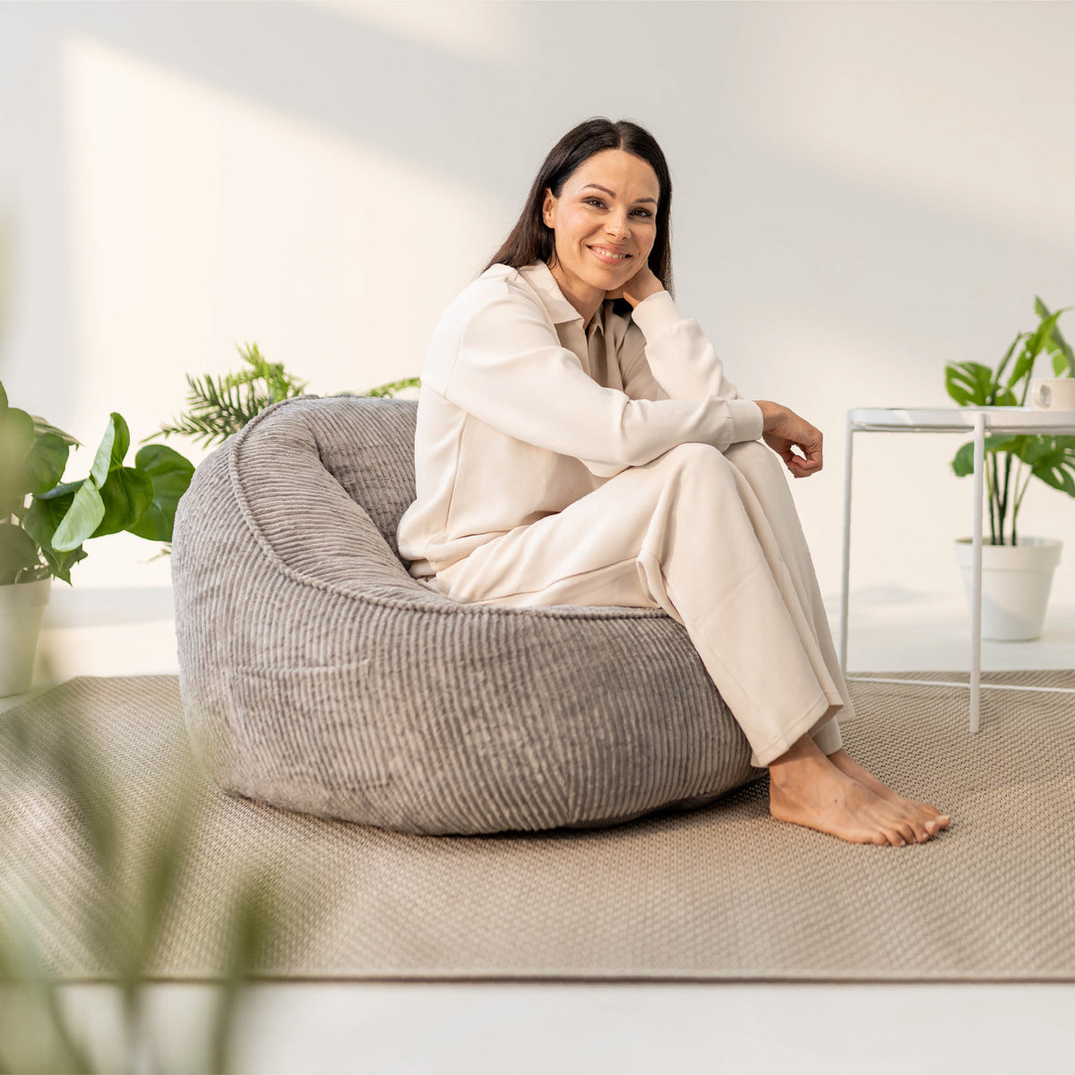 Sitzsack-Sessel mit Rückenlehne Cord Mark Adler Comfy 4.0 Grau