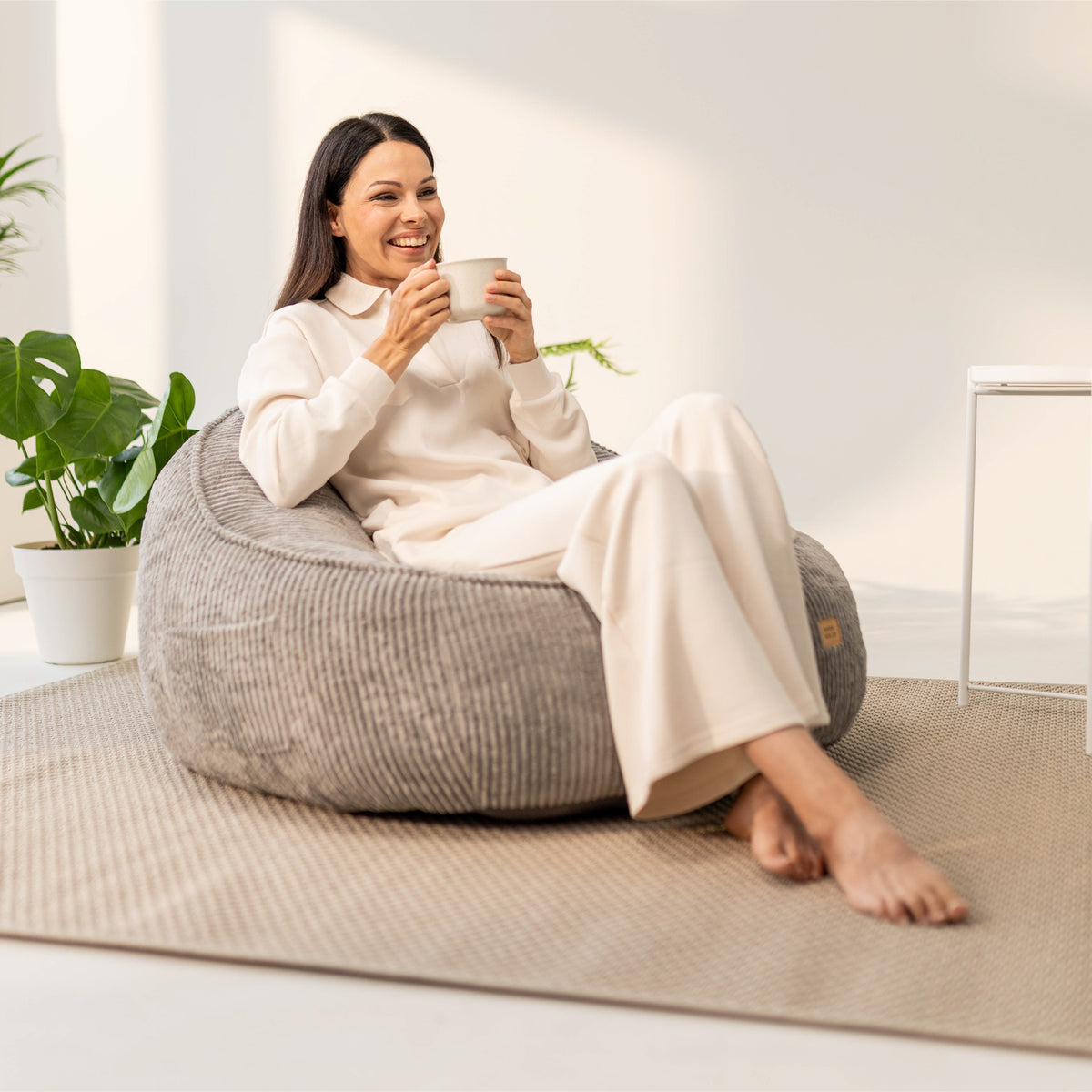 Sitzsack-Sessel mit Rückenlehne Cord Mark Adler Comfy 4.0 Grau