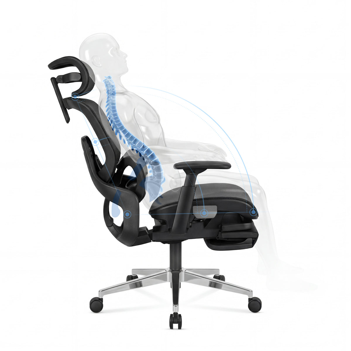 Ergonomischer Bürostuhl mit Fußstütze Mark Adler Expert 9.3 Schwarz