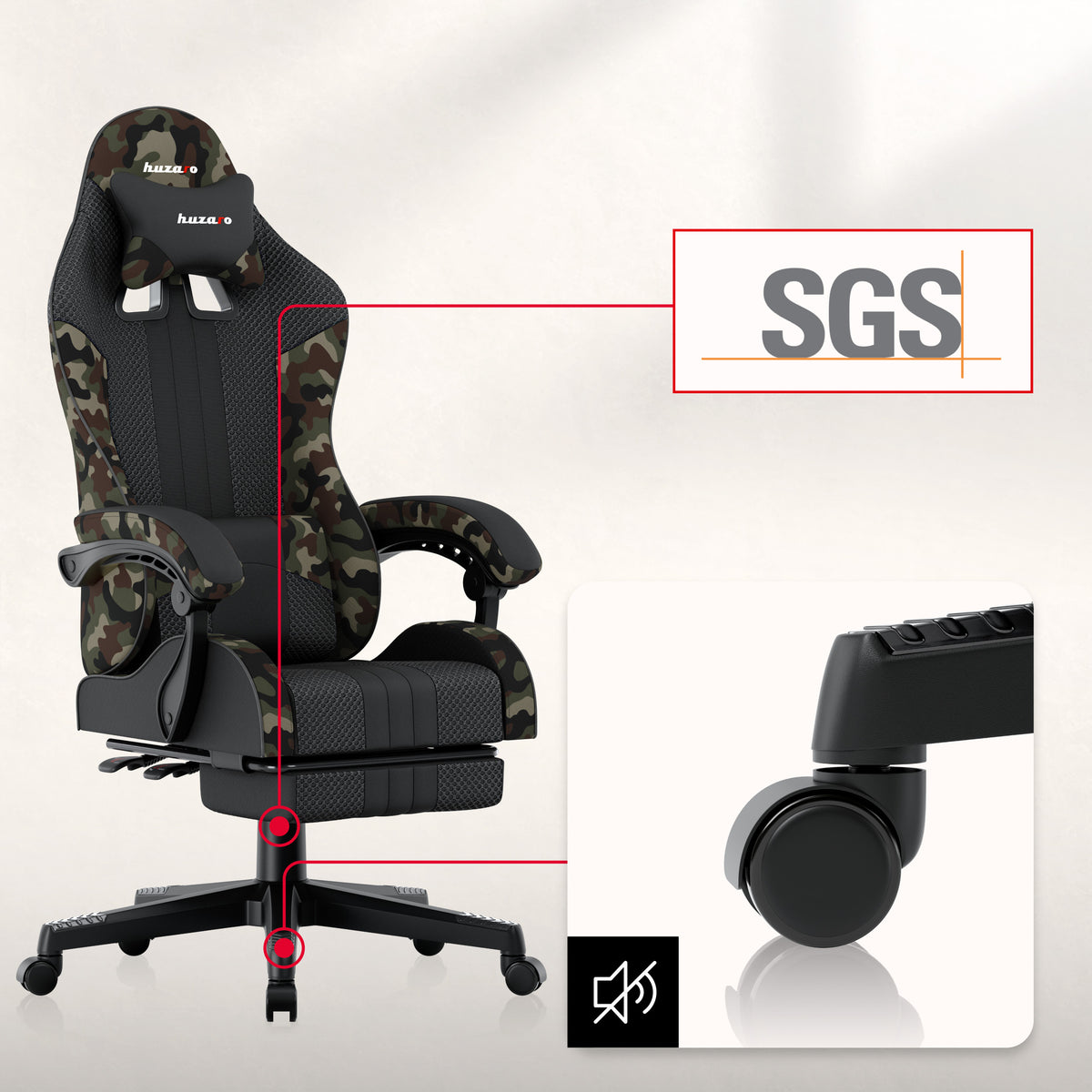 Huzaro Force 4.7 Camo Mesh Gaming-Stuhl