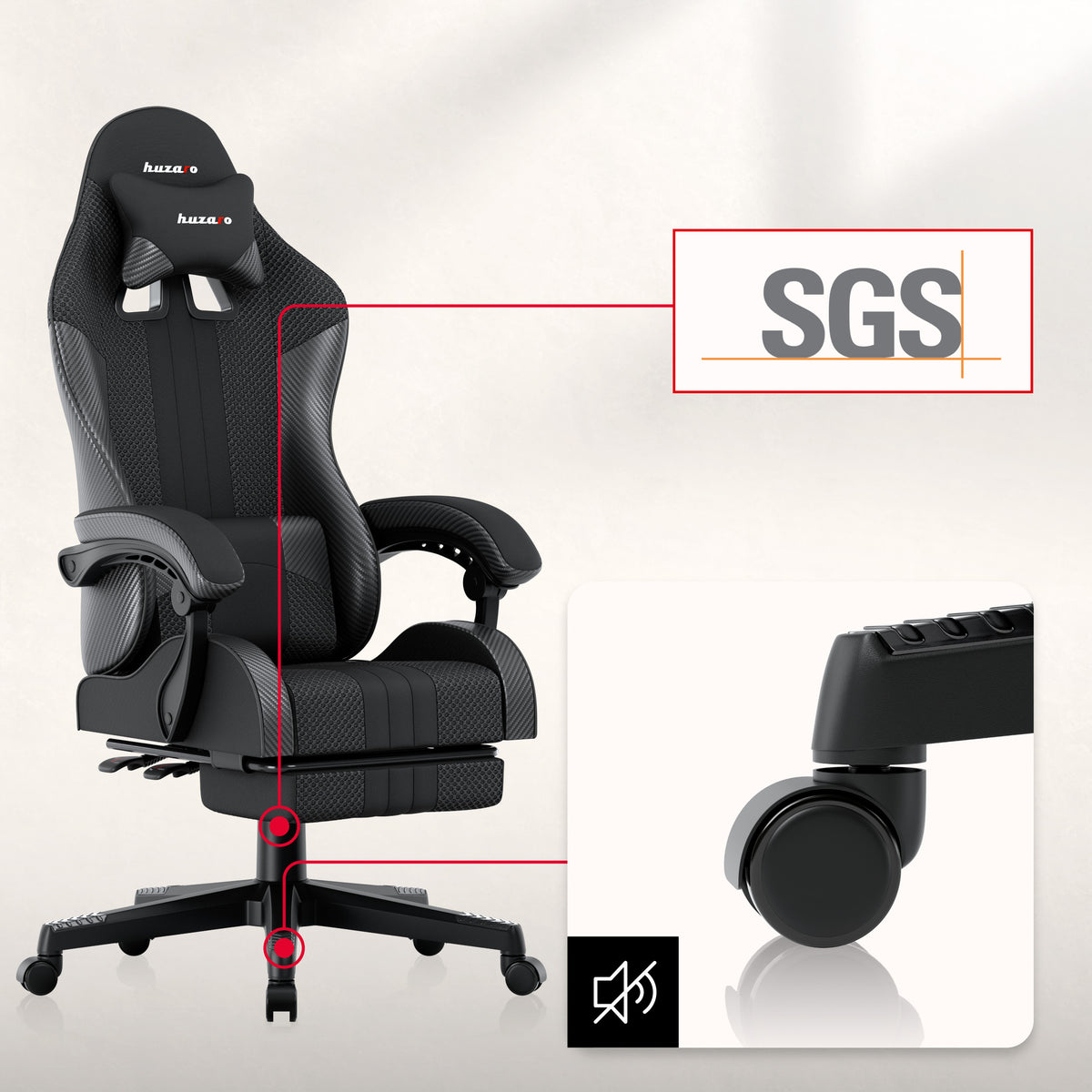 HUZARO Force 4.7 Carbon Mesh Gaming-Stuhl
