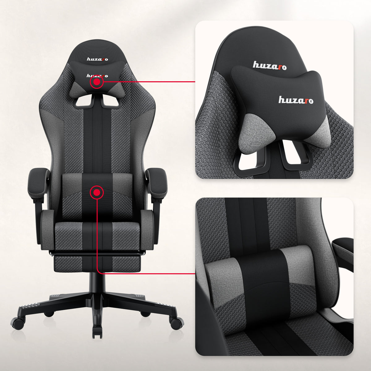Huzaro Force 4.7 Grau Mesh Gaming-Stuhl