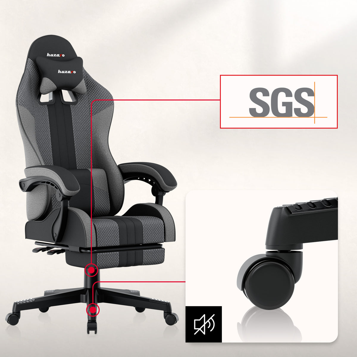 Huzaro Force 4.7 Grau Mesh Gaming-Stuhl