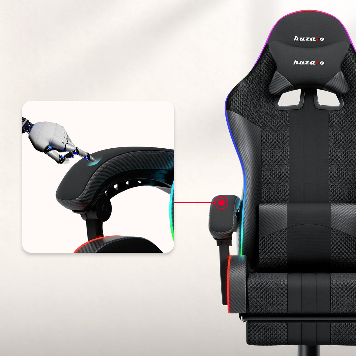 HUZARO Force 4.7 RGB LED Mesh Gaming-Stuhl