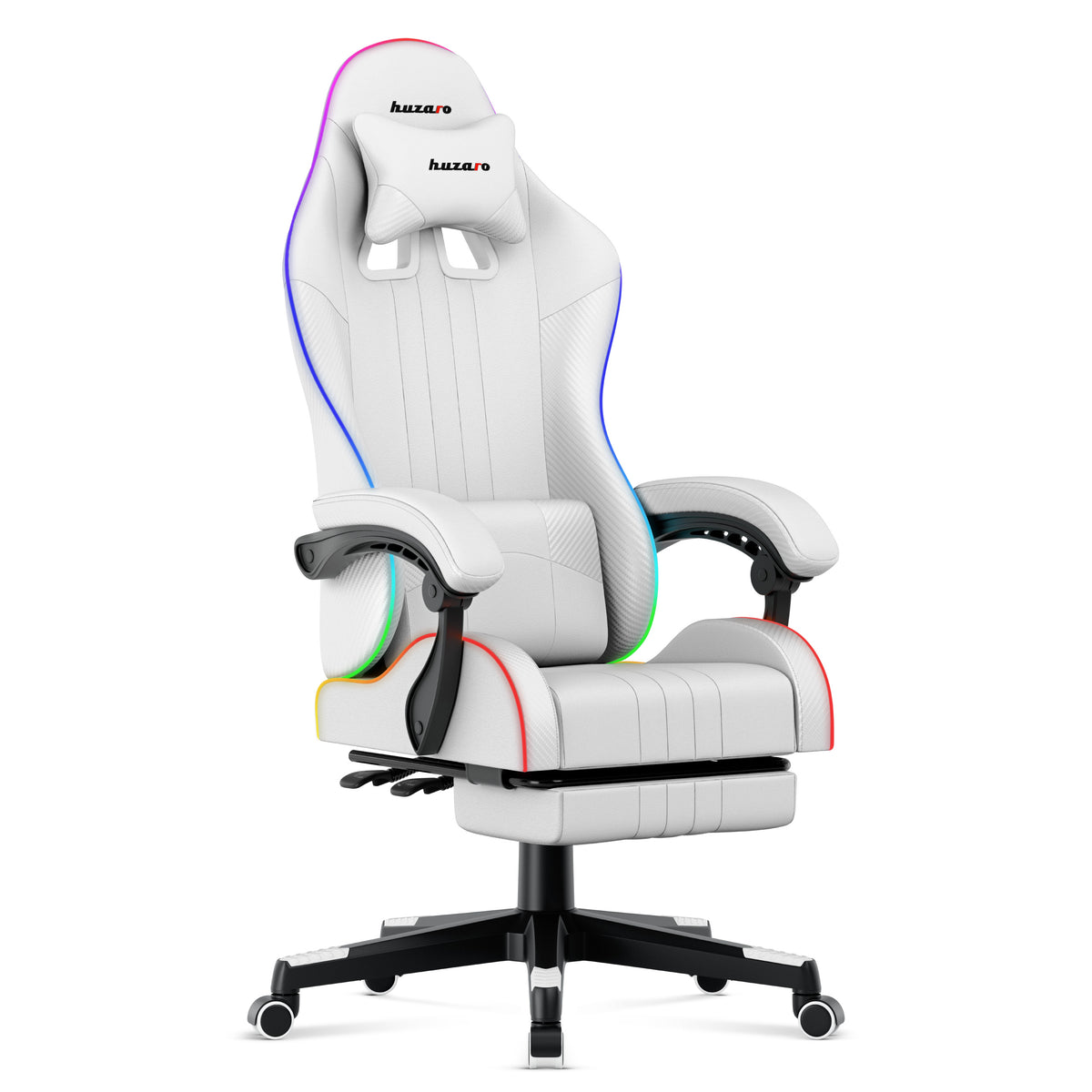 HUZARO Force 4.7 Weißer RGB-Gaming-Stuhl 