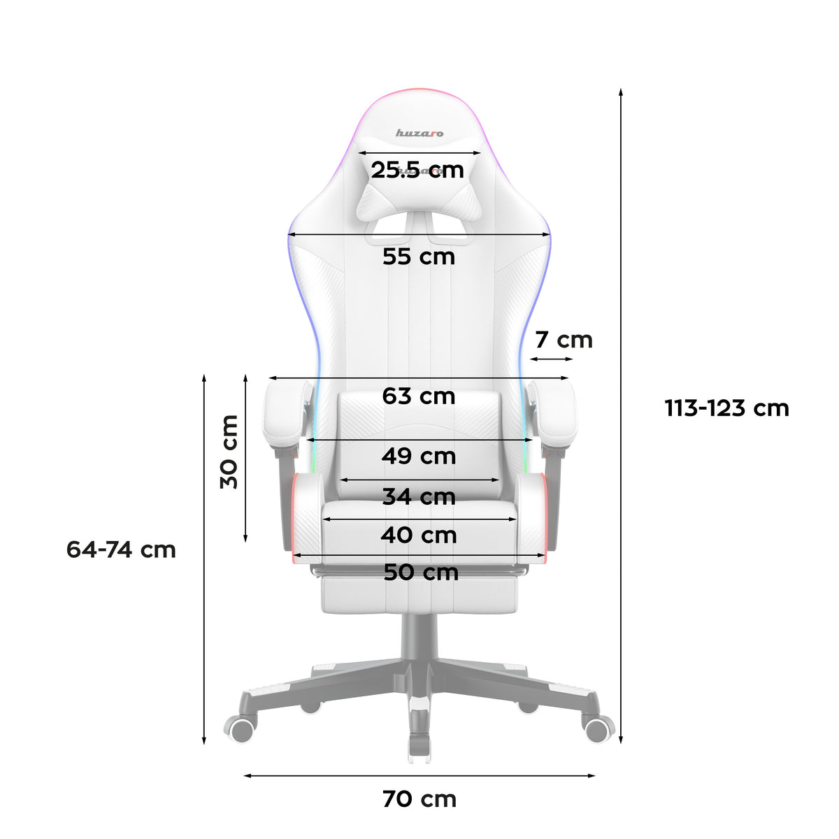 HUZARO Force 4.7 Weißer RGB-Gaming-Stuhl 