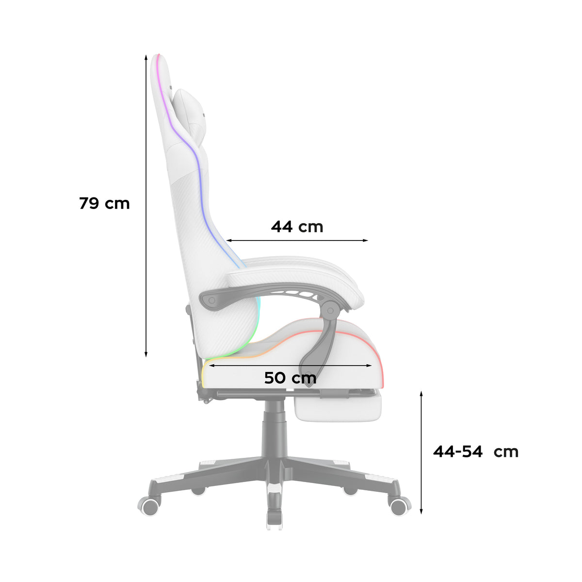 HUZARO Force 4.7 Weißer RGB-Gaming-Stuhl 