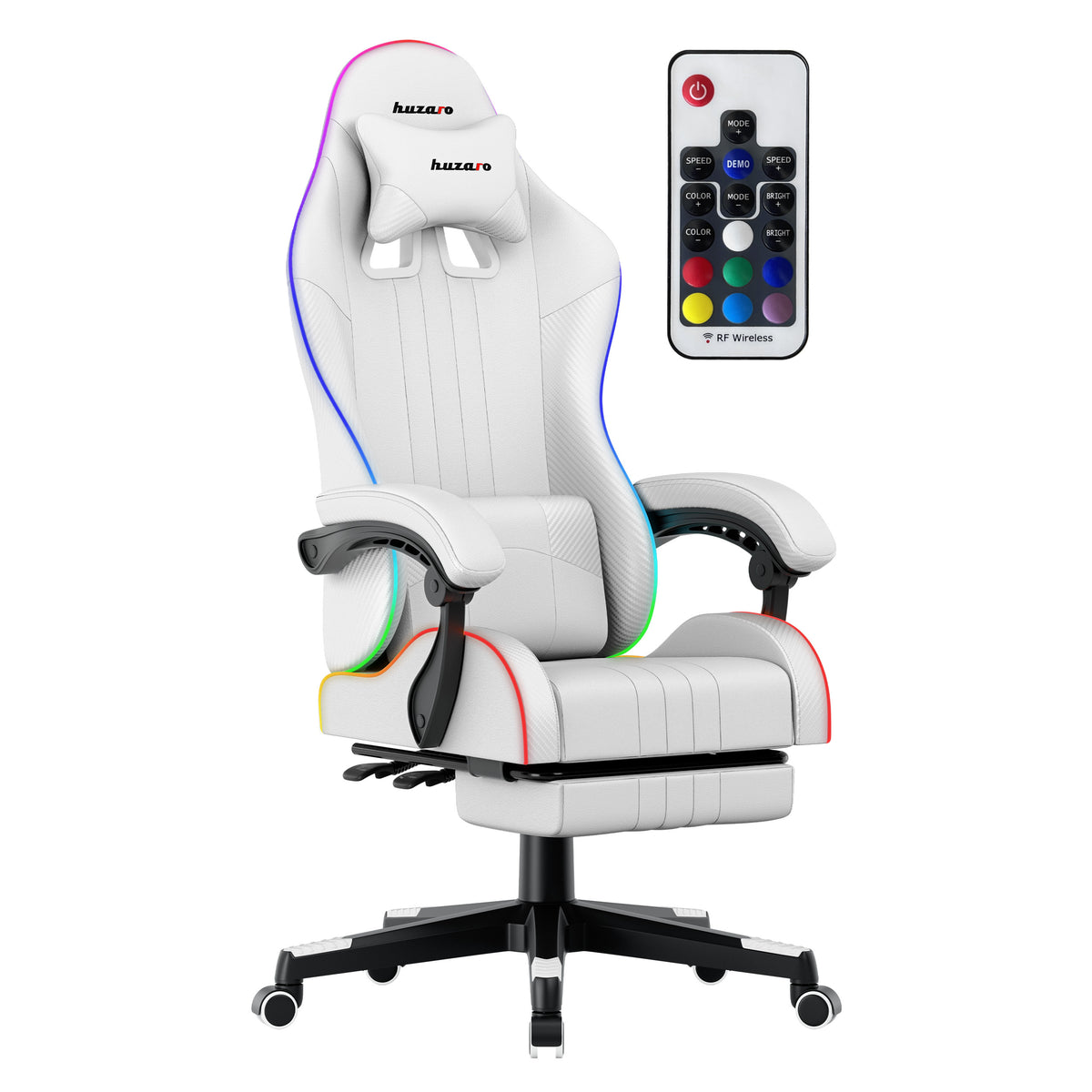 HUZARO Force 4.7 Weißer RGB-Gaming-Stuhl 
