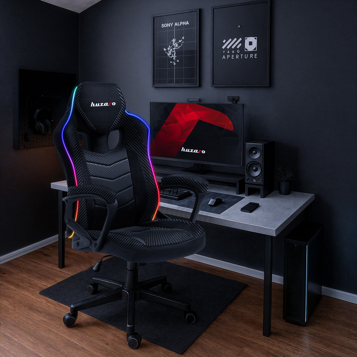 Huzaro Force 2.5 RGB LED Carbon Mesh Gaming-Stuhl