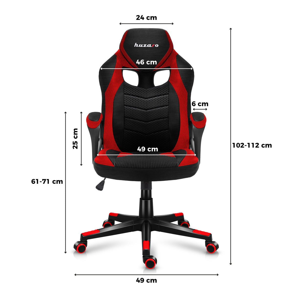 HUZARO FORCE 2.5 Rot Mesh Gaming-Stuhl