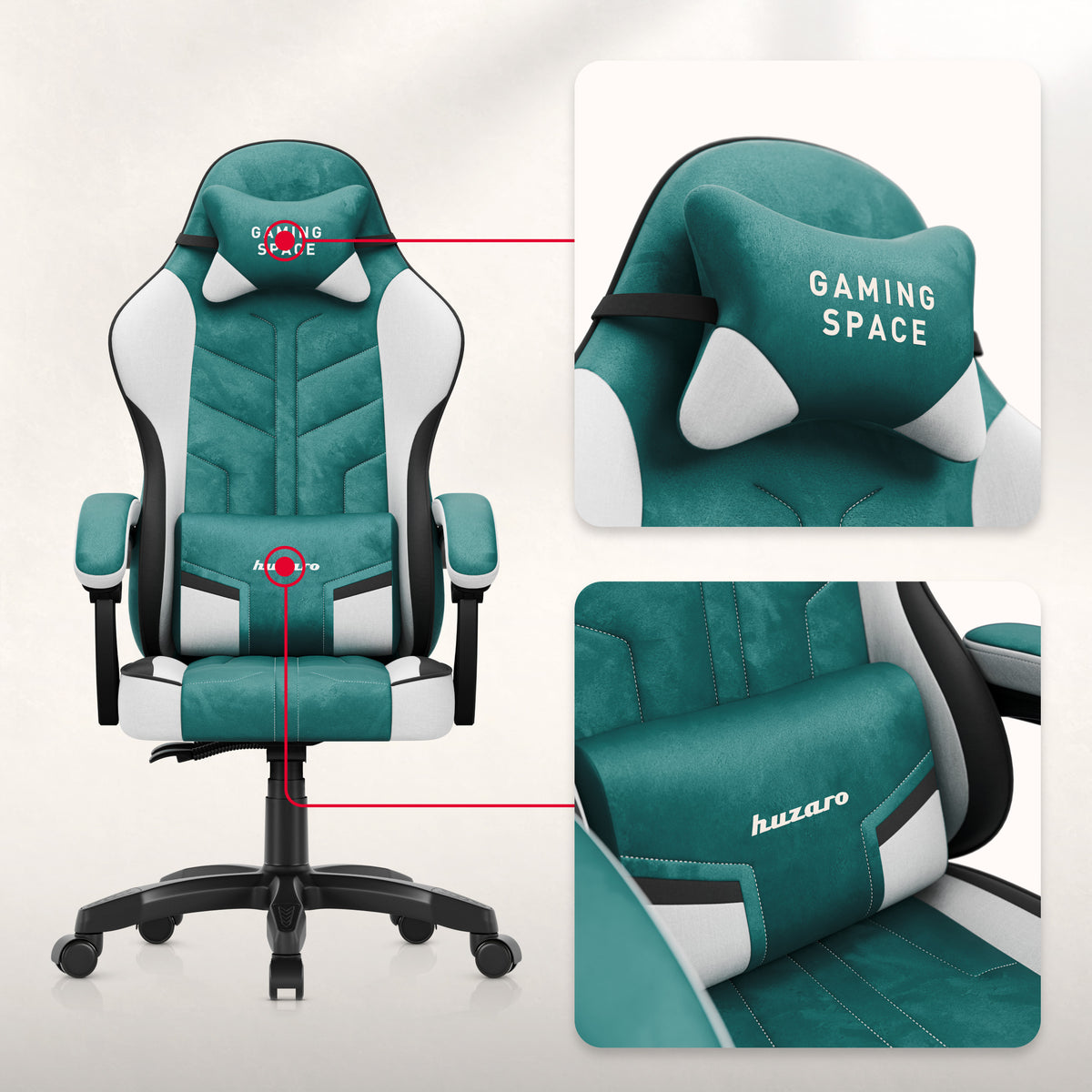 Gaming-Sessel aus Velours Huzaro Force 2.7 Green