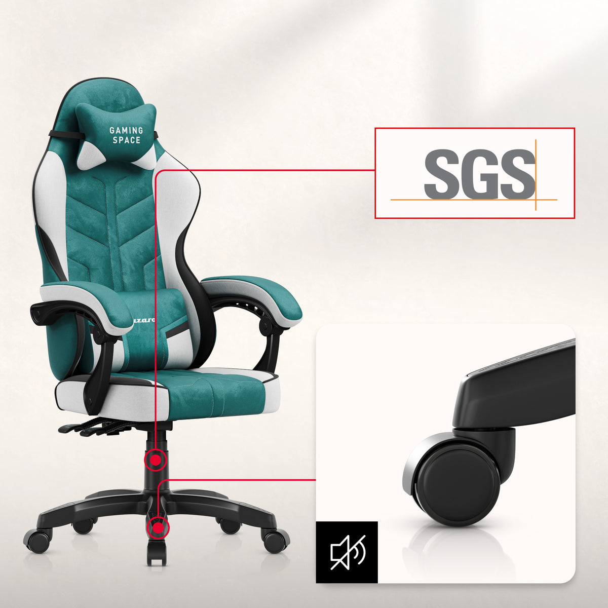 Gaming-Sessel aus Velours Huzaro Force 2.7 Green