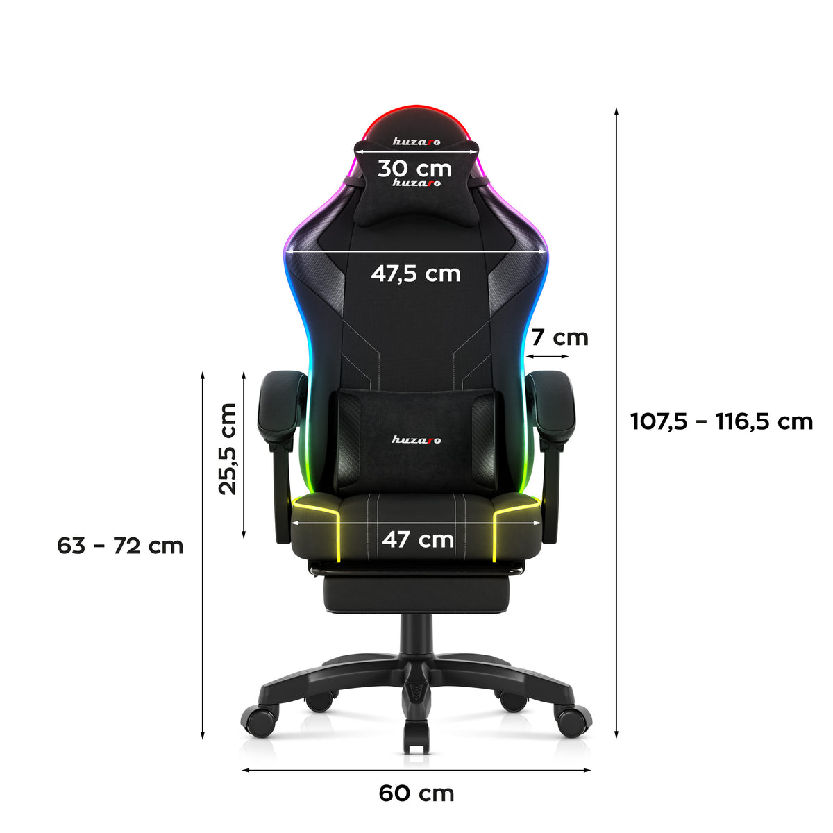Huzaro Force 3.7 RGB LED Black Gaming-Stuhl