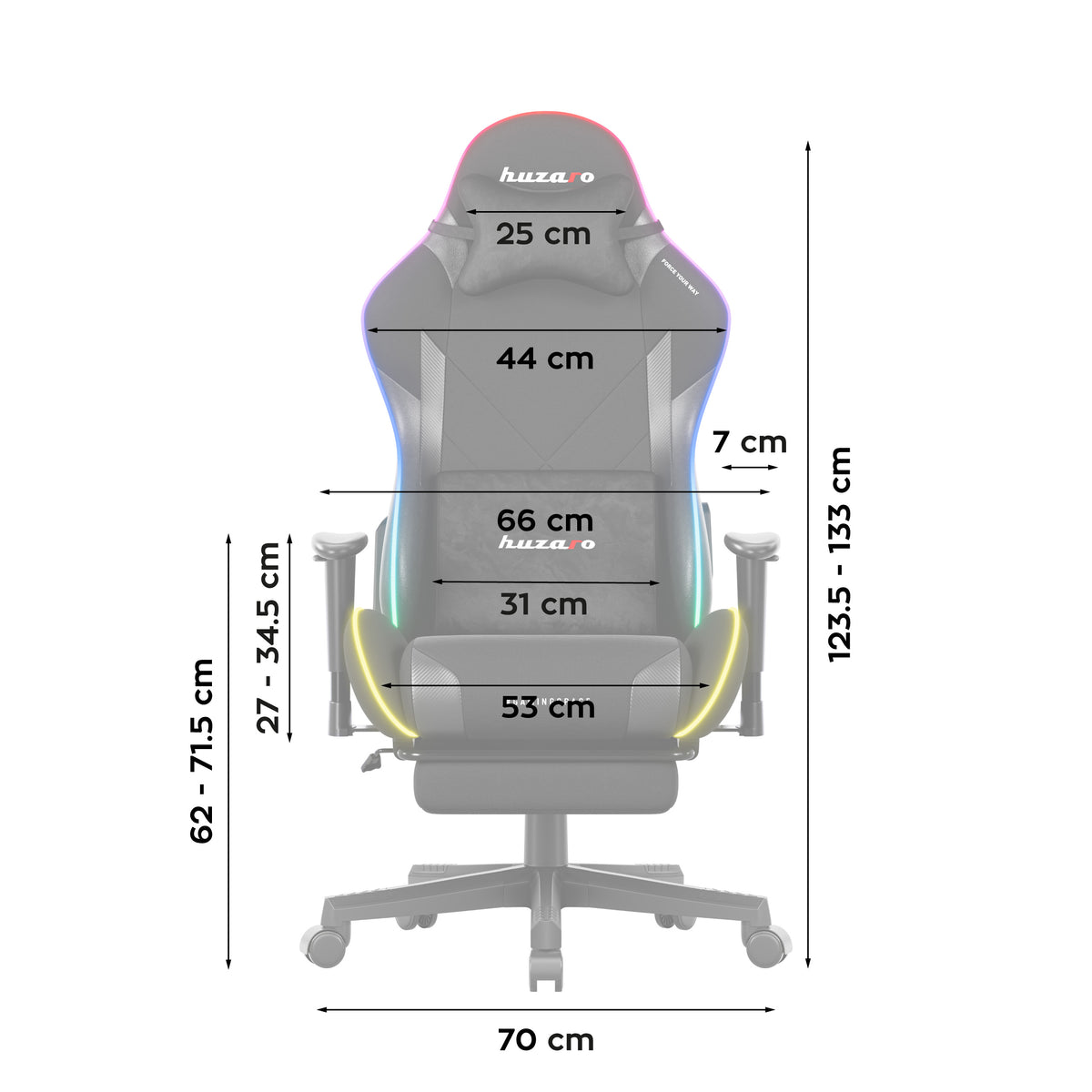 Huzaro Force 5.7 Schwarzer RGB-LED Gaming-Stuhl