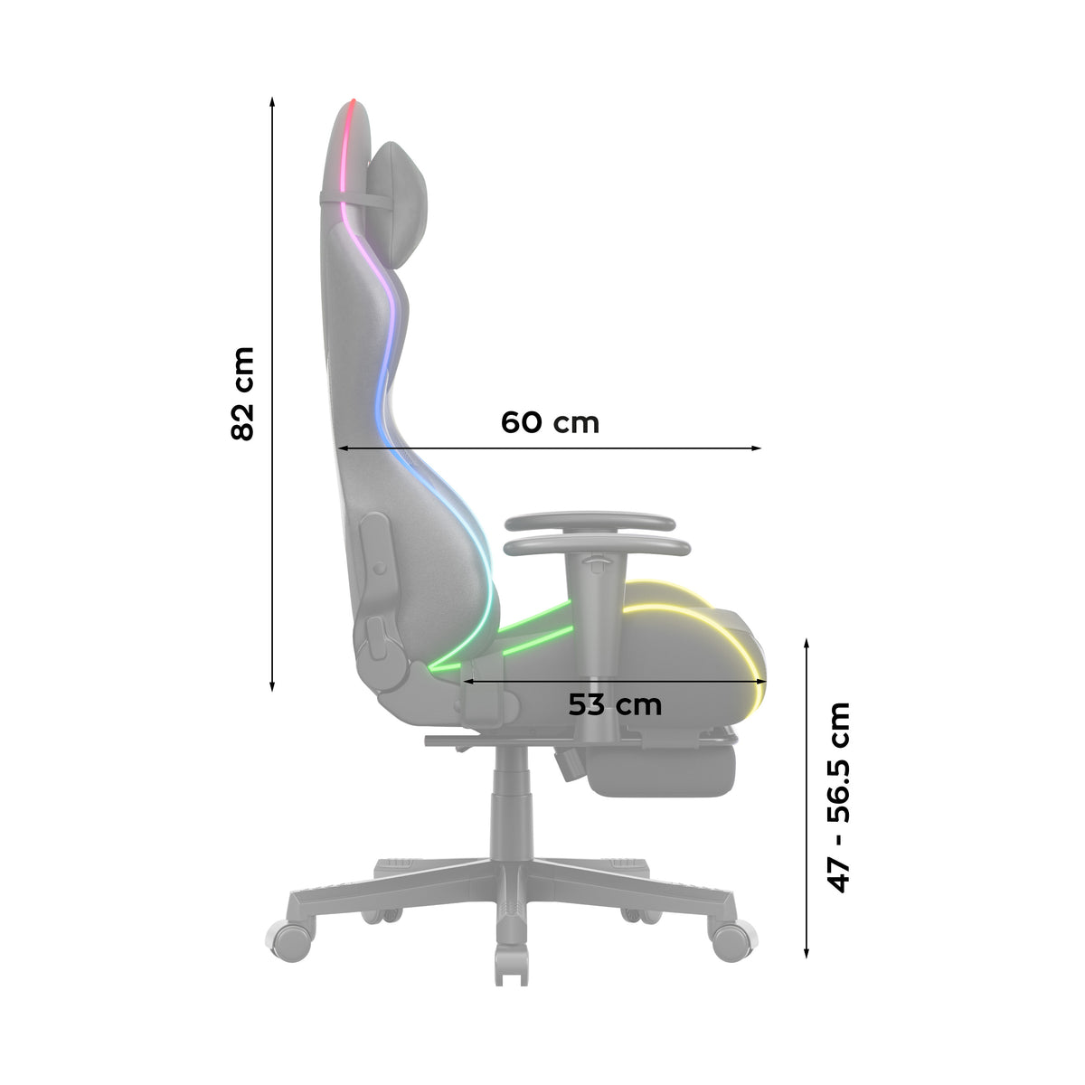 Huzaro Force 5.7 Schwarzer RGB-LED Gaming-Stuhl