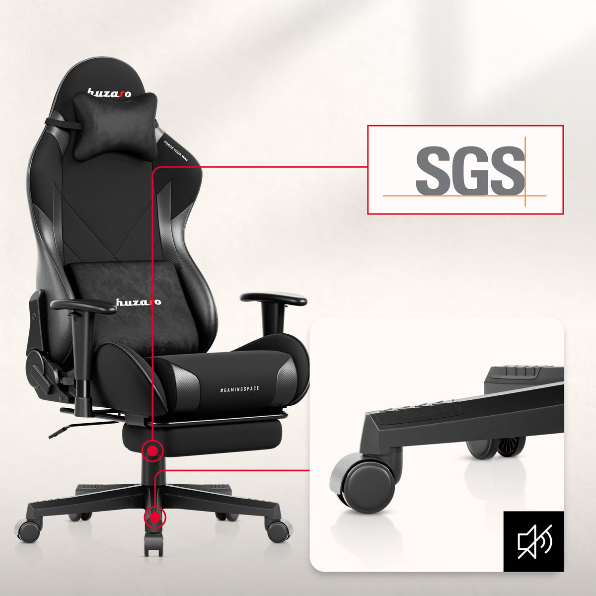 Huzaro Force 5.7 Schwarzer Gaming-Stuhl