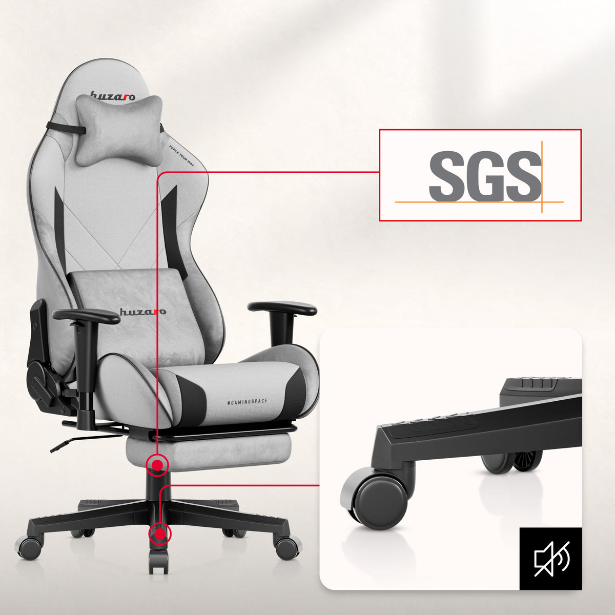 Huzaro Force 5.7 Grauer Gaming-Stuhl