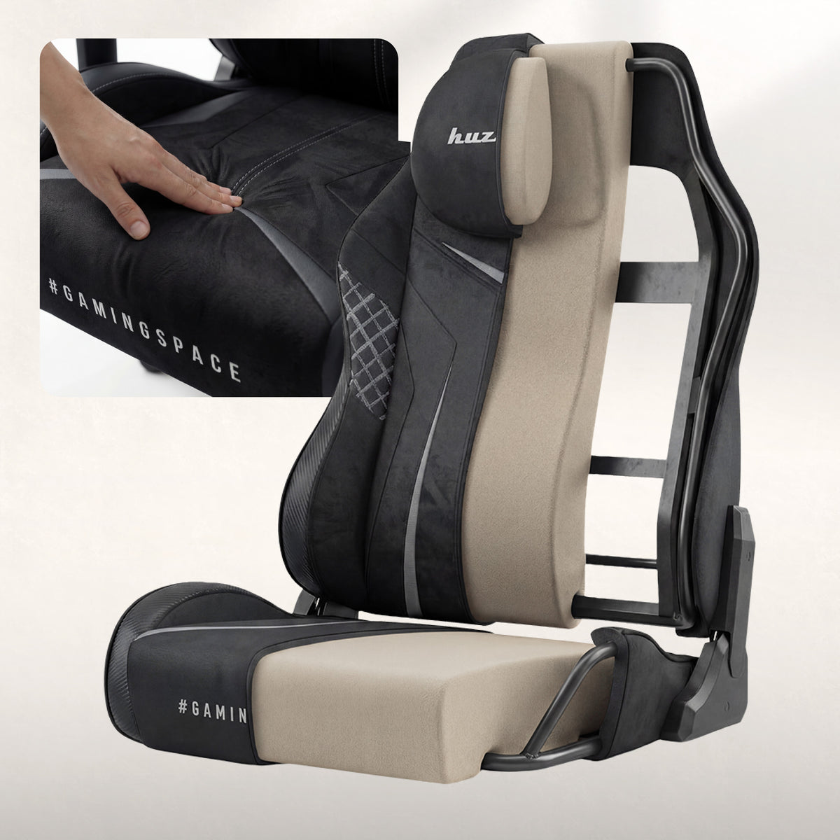 Fotel gamingowy zamszowy Huzaro Force 8.3 Carbon Black