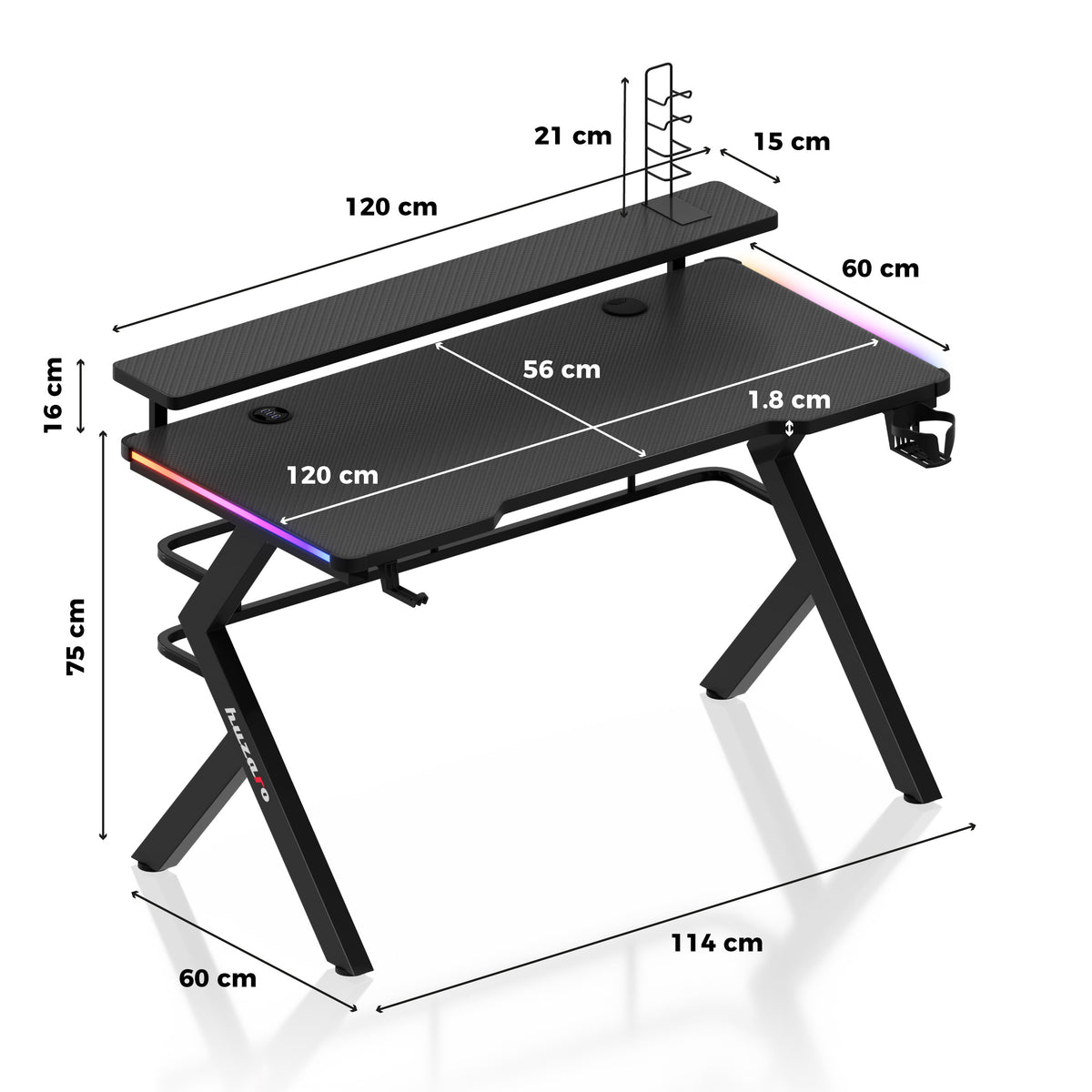 Huzaro Hero 5.0 RGB-LED-Gaming-Tisch