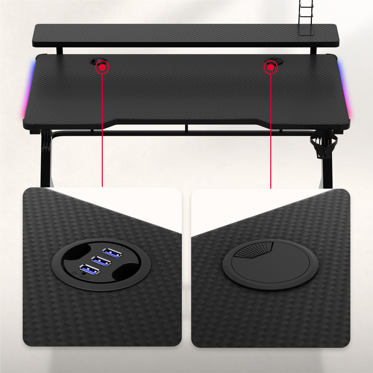 Huzaro Hero 5.0 RGB-LED-Gaming-Tisch
