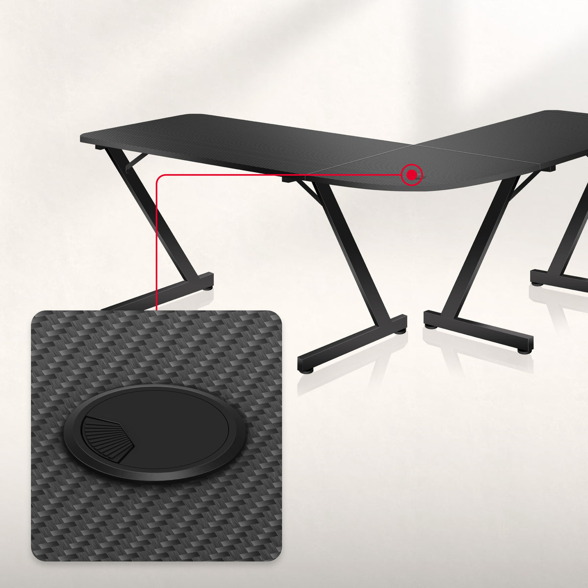 Huzaro Hero 7.0 Eck-Gaming-Schreibtisch schwarz