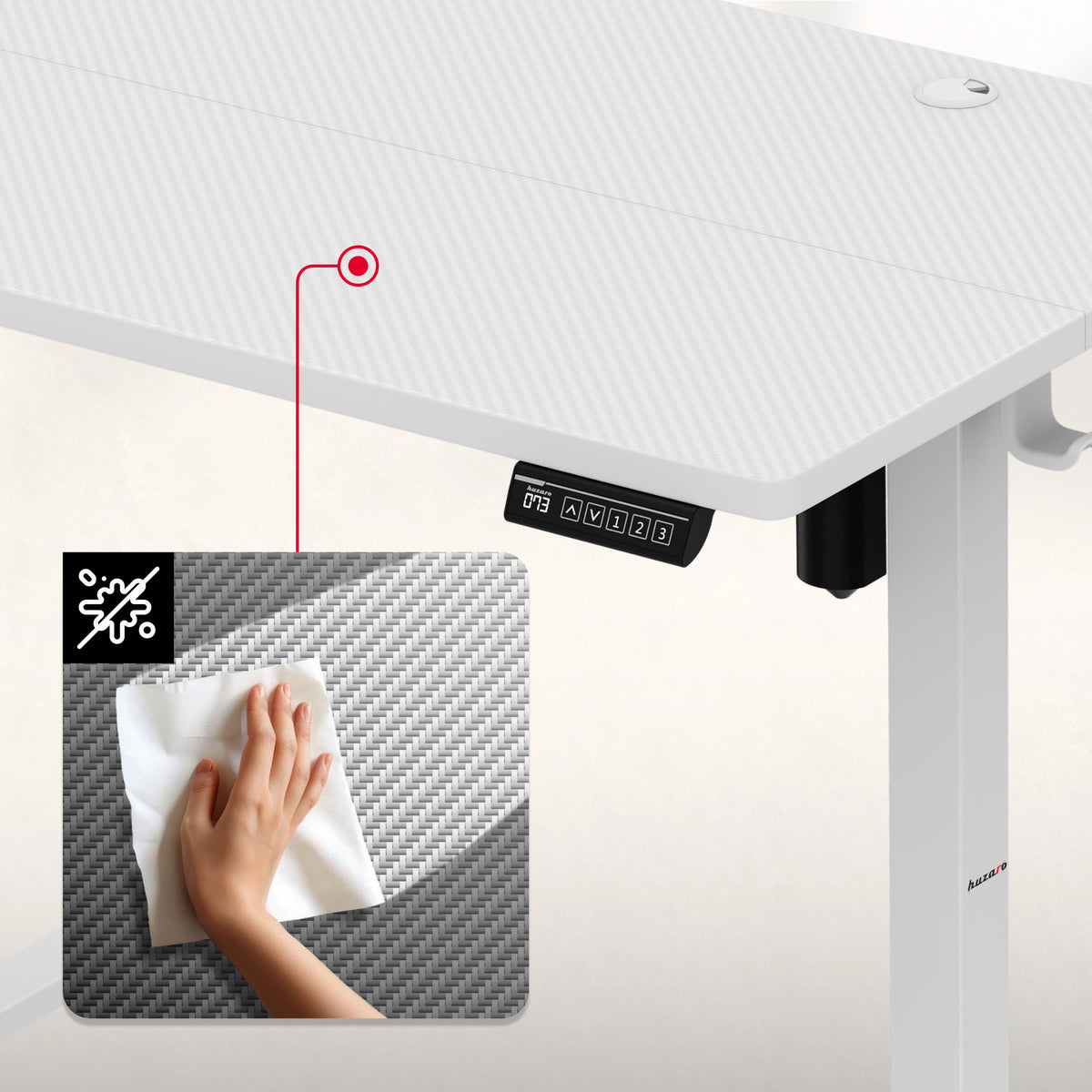 Elektrisch höhenverstellbarer Schreibtisch auf Rollen Huzaro Hero 7.8 White