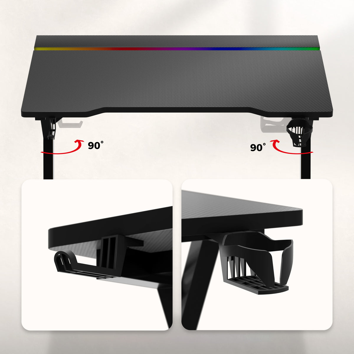 Gaming-Schreibtisch mit LED-Beleuchtung Hero 2.4 RGB Schwarz