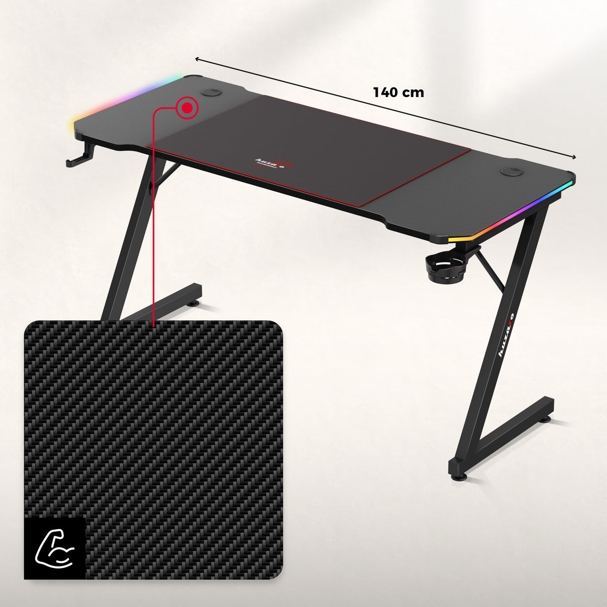 Huzaro Hero 3.3 Gaming-Schreibtisch RGB LED