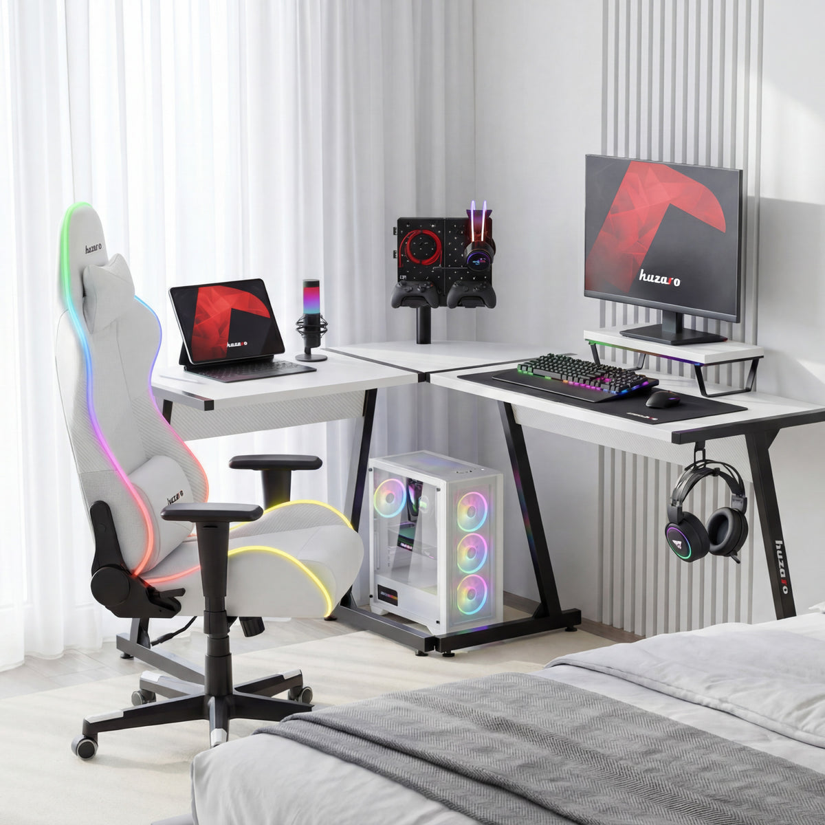 Huzaro Hero 6.0 Eck-Gaming-Schreibtisch weiß